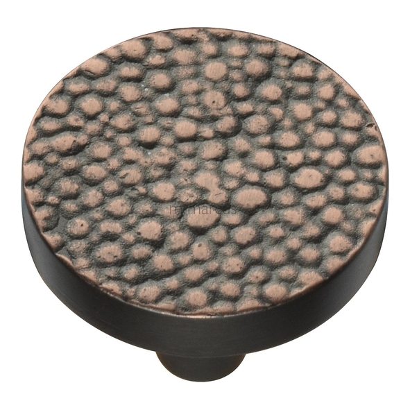 C3686 32-AC • 32 x 8 x 26mm • Aged Copper • Heritage Brass Round Stingray Cabinet Knob